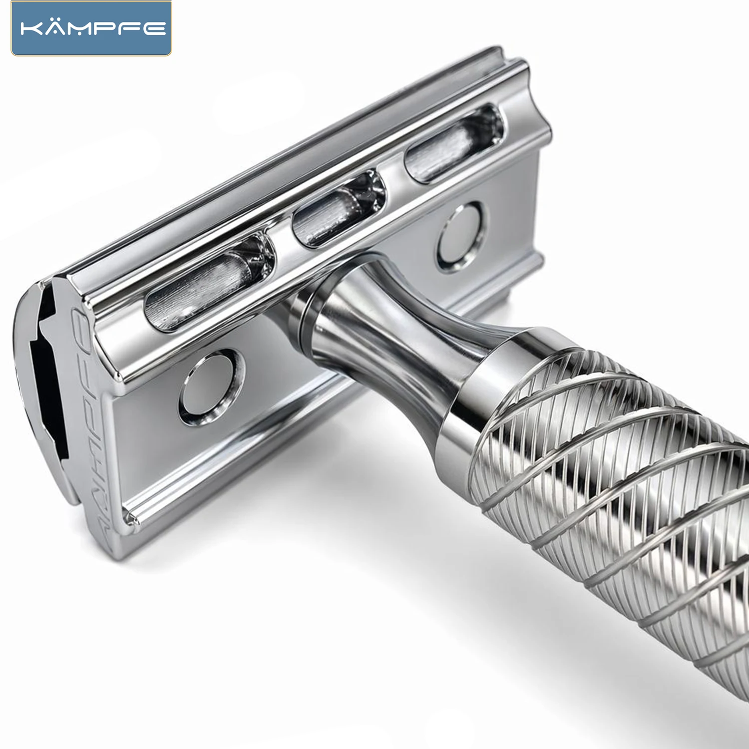 Фото Бритва KAMPFE CNC с ручкой из нержавеющей стали, безопасная, ручная, с 3 сменными основаниями, для мужского бритья, с двойным лезвием №5