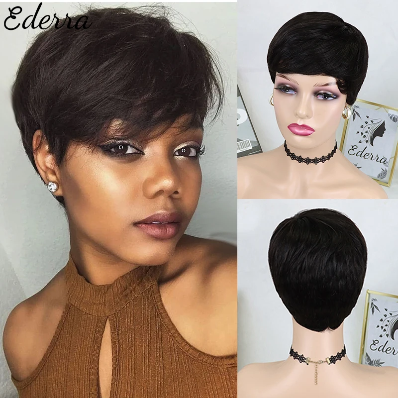 

Pixie Cut Wig Short Human Hair Wig Straight Hair Brazilian Remy Human Hair Wig For Black Women Natural Short Wig 150% Density