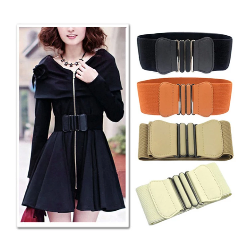 

Brand New Waist Belts Women Fashion Lady Solid Stretch Elastic Wide Belt Dress Adornment For Women Waistband