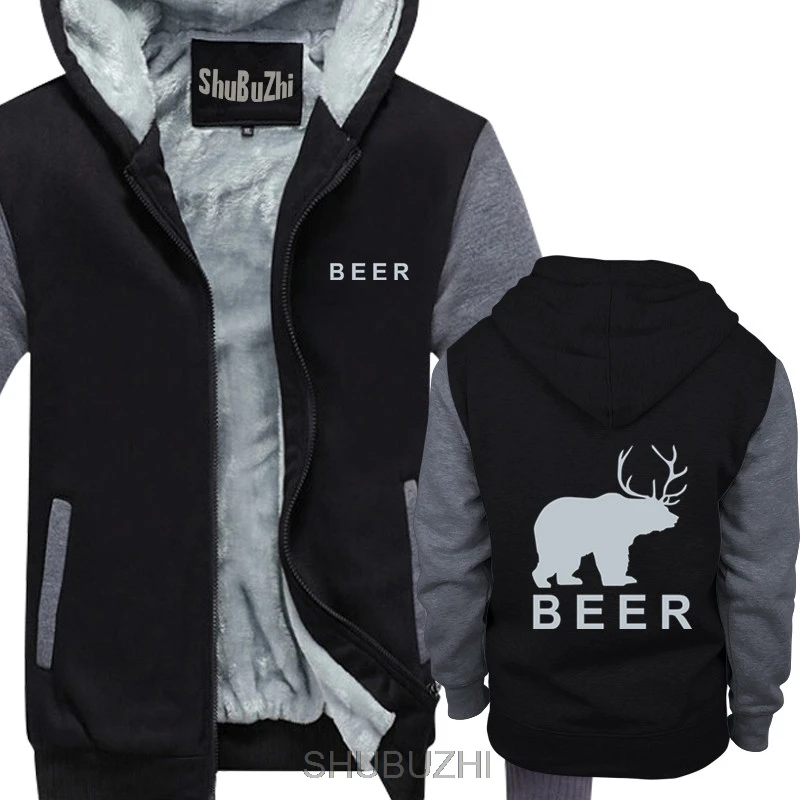 

NEW Beer Bear Deer hoodie - Funny Mens Drinking Stag Alcohol Slogan Animal winter warm jacket sbz4321
