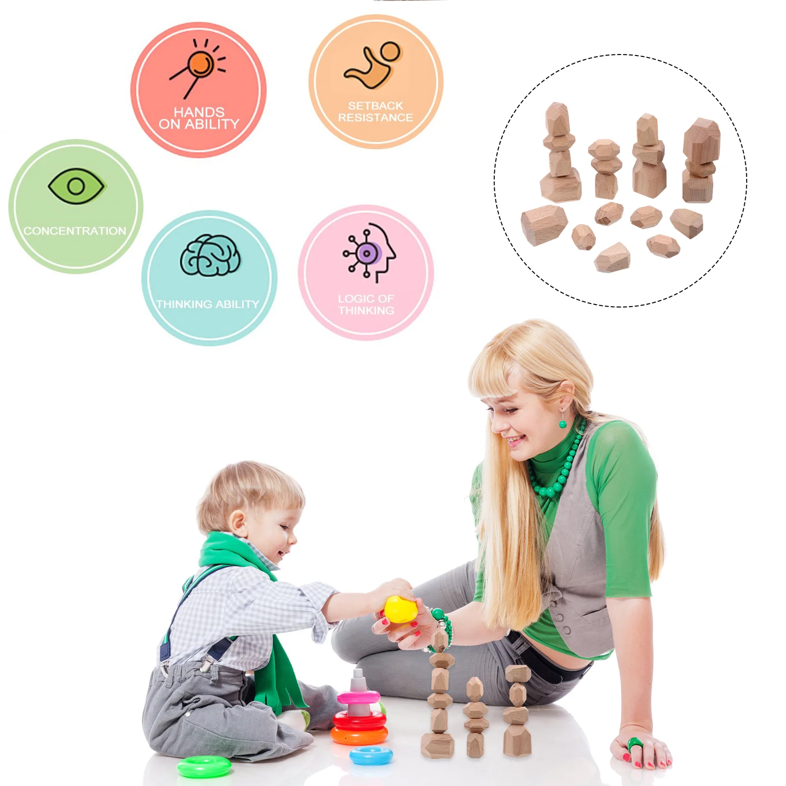 

20PCS Practical Creative Portable Stone Stack Toys for Building Kids Stack