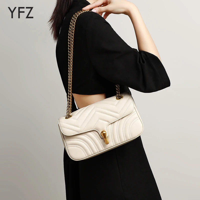 YFZ  Small Shoulder Bag for Women Purses and Handbags Female Bag Fashion Metal Chain Crossbody Bags