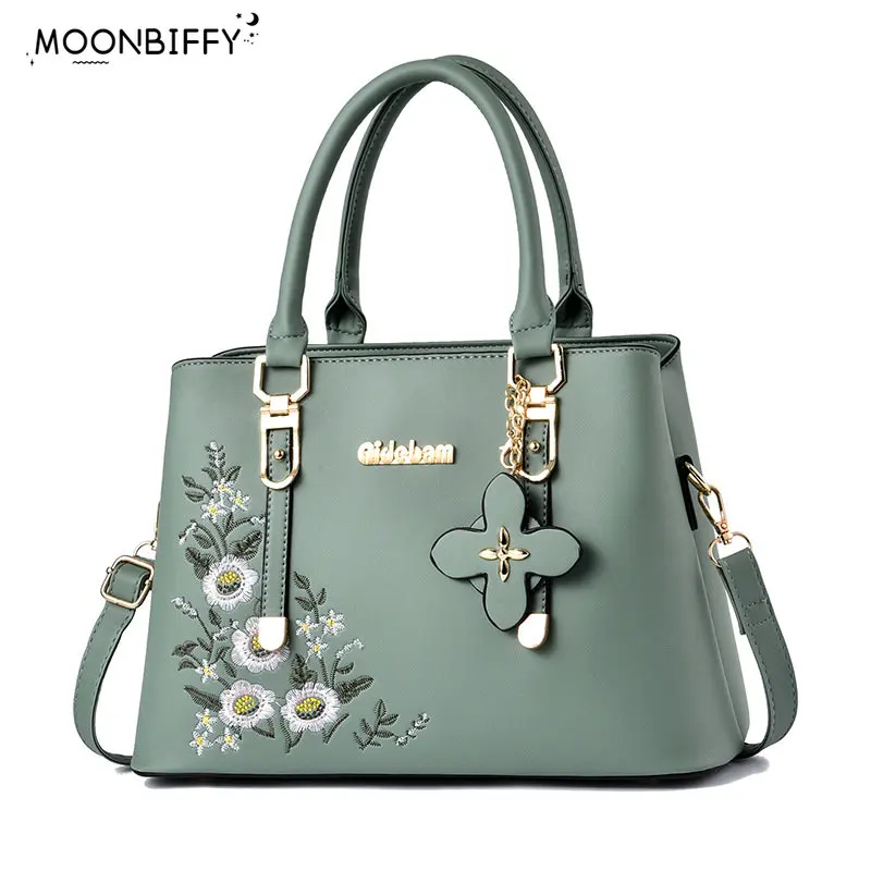 

Women Leather Handbags 2023 Luxury Handbags Women Bags Designer Purse Fashion Embroidery Shoulder Bags with Short Handles