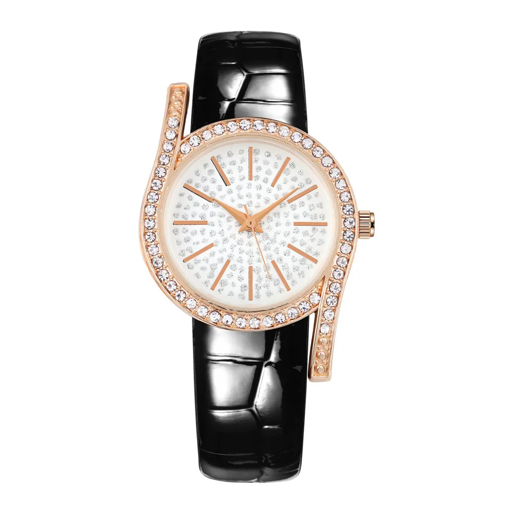 

Женские кварцевые часы с полным дизайном, модные черные наручные часы из искусственной кожи, женские часы в подарок