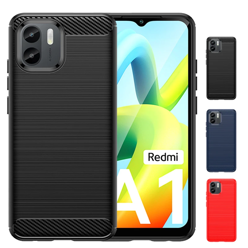 

For Cover Xiaomi Redmi A1 Case For Redmi A1 Capas Back Soft TPU Shockproof Bumper Carbon Fiber Cover Redmi A1 Plus 2022 Fundas