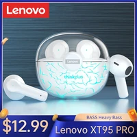 lenovo xt95 pro bluetooth 5 1 earphones high end 9d sound waterproof sports sound hifi with microphone earbuds support accsbc