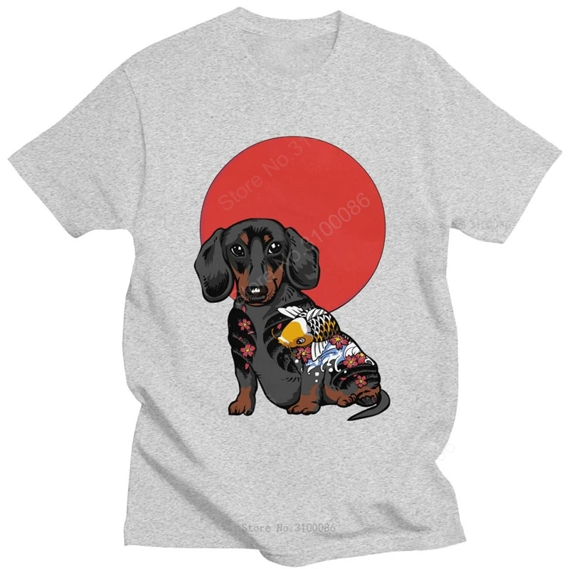 Забавная футболка с японской якудза такса для мужчин коротким рукавом принтом