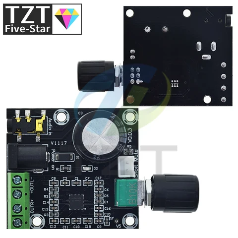 TZT Цифровой аудиоусилитель PAM8610 2x15Вт черный