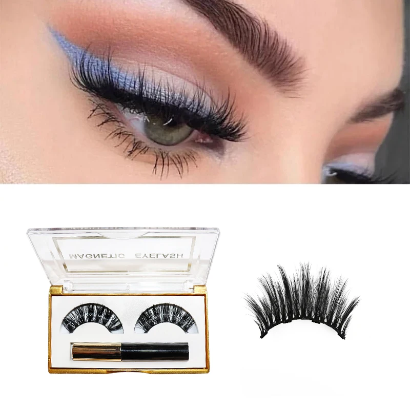 

3D 5 Magnetic Eyelashes False Eyelashes Magnet Lashes Magnetic Liquid Eyeliner & Magnetic False Eyelashes & Tweezer Set