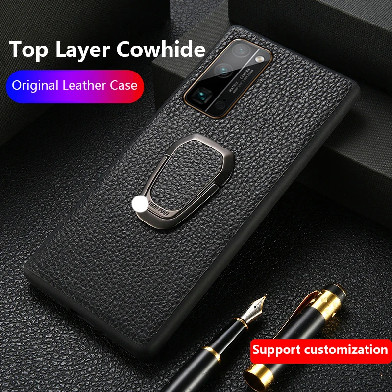 

Lychee Pattern Leather Case For Huawei Honor 10 20 20S V30 30S 50 60 SE Pro Cases Luxury Cow Business Phone Case with Stand New