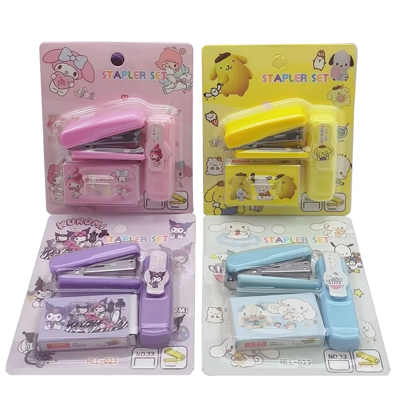 24pcs Sanrio Stationery Set Kawaii Mymelody Kuromi Cinnamoroll Scissors Stapler Kids School Office Supplies Stationery Wholesale