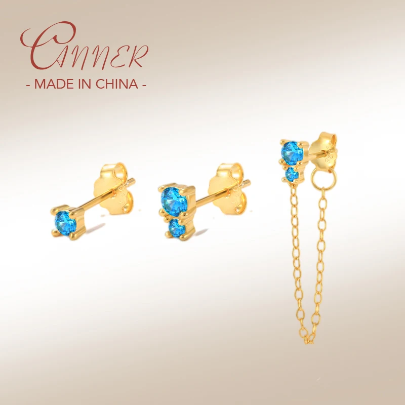 

Женские серьги CANNER 3 шт./компл., корейские серьги-гвоздики с черным цирконием в стиле INS, серебро 925 пробы