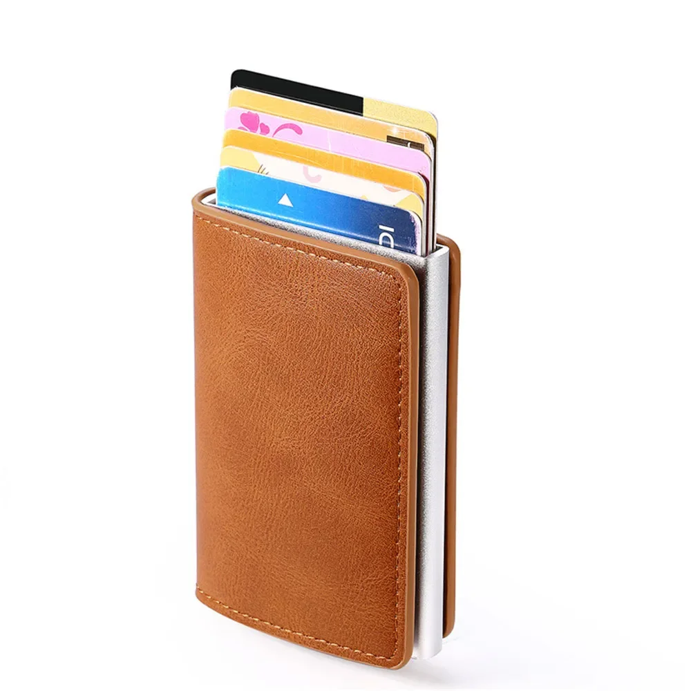Card Holder Wallet Money Clips RFID Vintage Aluminium Cardholder Case Fashion Men Women Coin Leather Wallet