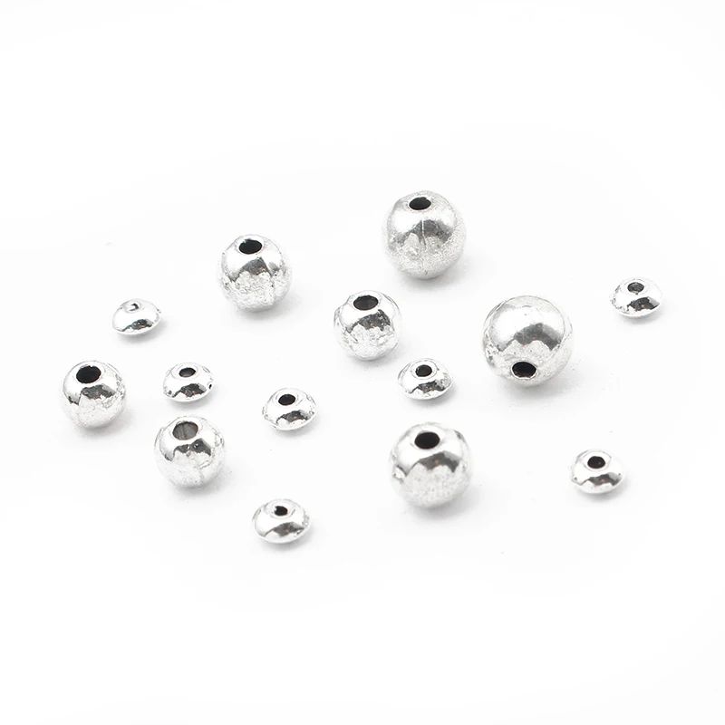 Круглые бусины из цинкового сплава 10-100 шт. шарики Гладкие с отверстием для