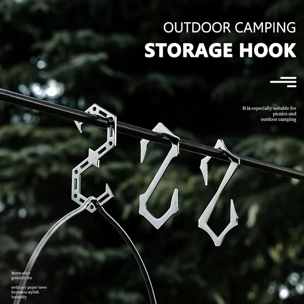 

4pc S Shaped Hooks Stainless Steel Hangers Metal Hook Buckles Carabiner for Outdoor Camping Hiking Utensil EDC Tool Storage Hook