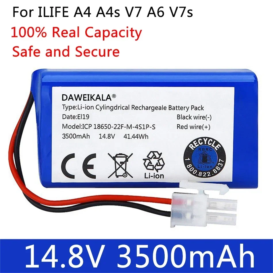 Cameron - Batteria Sino per ILIFE A4, A4S, A6, V7, V7s, V7s Pro, X620, Y8H4 PN: ILIFE 2200 mAh / 32,56 Wh