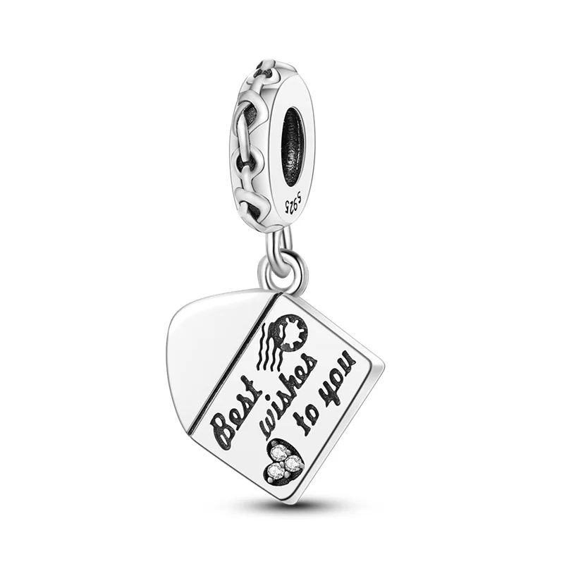 Розовый конверт с цветком из серебра 925 пробы совместим браслетом Pandora жемчужная