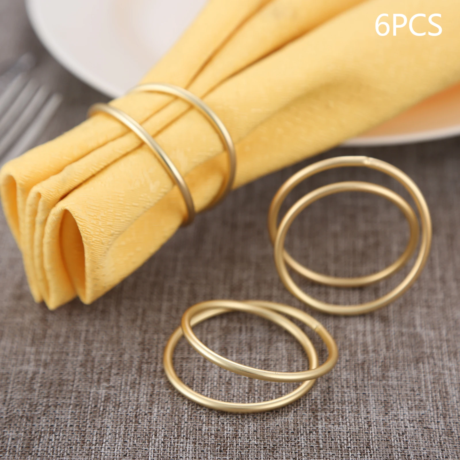 6pcs/set Cross 2-Circles Napkin Rings Matte Golden Table Tissue Metal Holder Dump Gold Minimalist Decor Party Wedding Home/Hotel