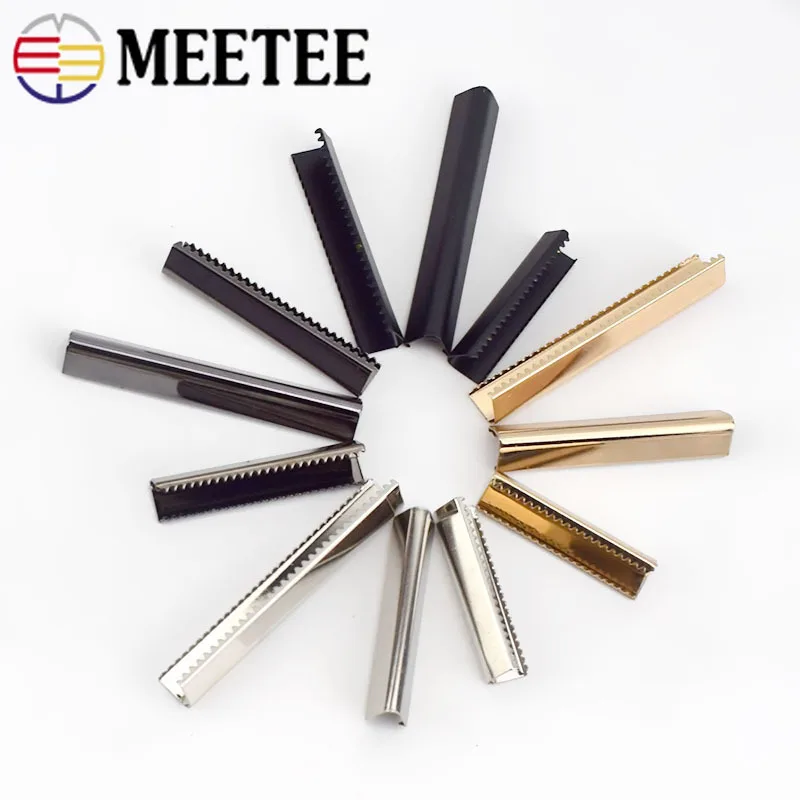 

Meetee 20Pcs 10-60mm Metal Strap Tails Clip Buckle Suspenders Belt Tail Clips Wallet Leather Stopper Buckles Cord End DIY BF114