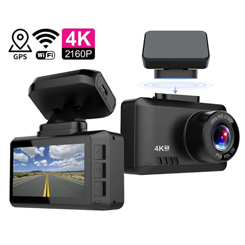 

2.45 Inch Dash Cam T8 4k Wifi Gps 2160p Car Dvr Rearvier Car Black Box Dual Camera