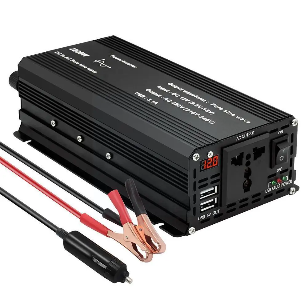 

Pure Sine Wave Car Inverter 1000w-2200w Rate Power Charging Power Dual Plug Adapter With Car Usb Converter 3.1a Invert Z5i1