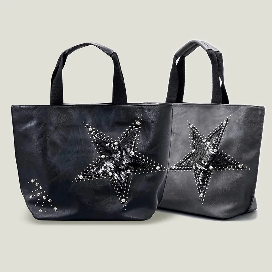 

New Trend Sequined Handbag Leather Shoulder Bag Lady Large Capacity Tote Bag Fashion Messenger Bag Girls Daily Shopping Bag