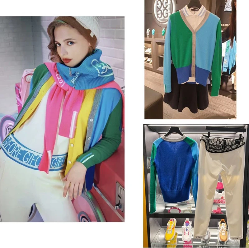 

Autumn/Winter New Golf Shirts WOMen's Knitted Sweater Round Neck Long Sleeved G0122