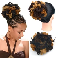 synthetic afro puff dreadlocks drawstring hair puff ponytail nu faux locks hair buns for black women afro curl puff ponytail