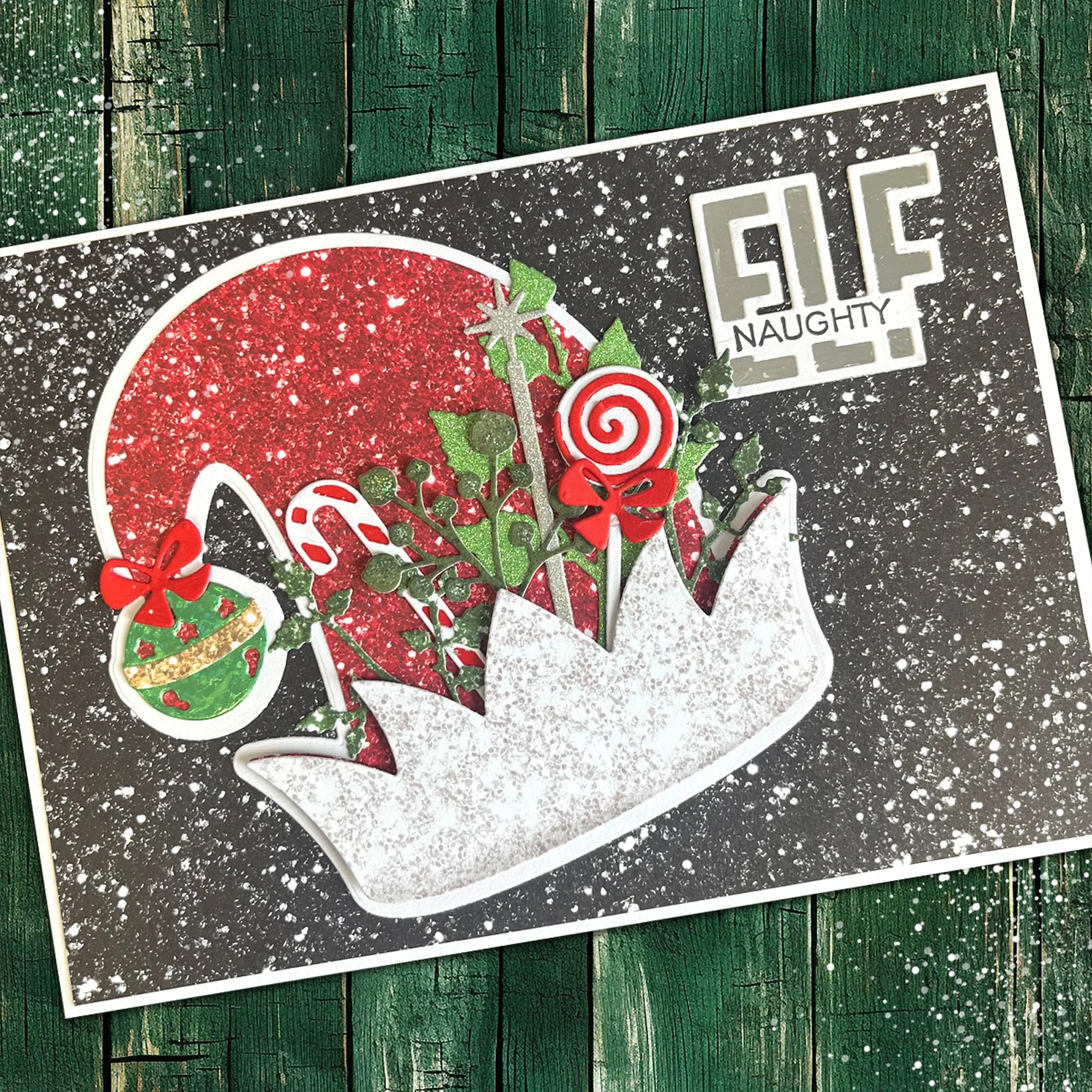 Merry Christmas Bells Blessings Tree Elk Forest Naughty or Nice Cuts Dies DIY Making Scrapbooking Cards Embossing Template