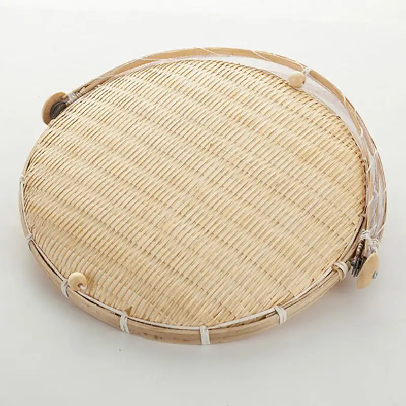 

Hand-Woven Food Serving Tent Basket Tent Basket Tray Vegetable Bread Storage Basket Portable Outdoor Picnic Mesh Net Cover