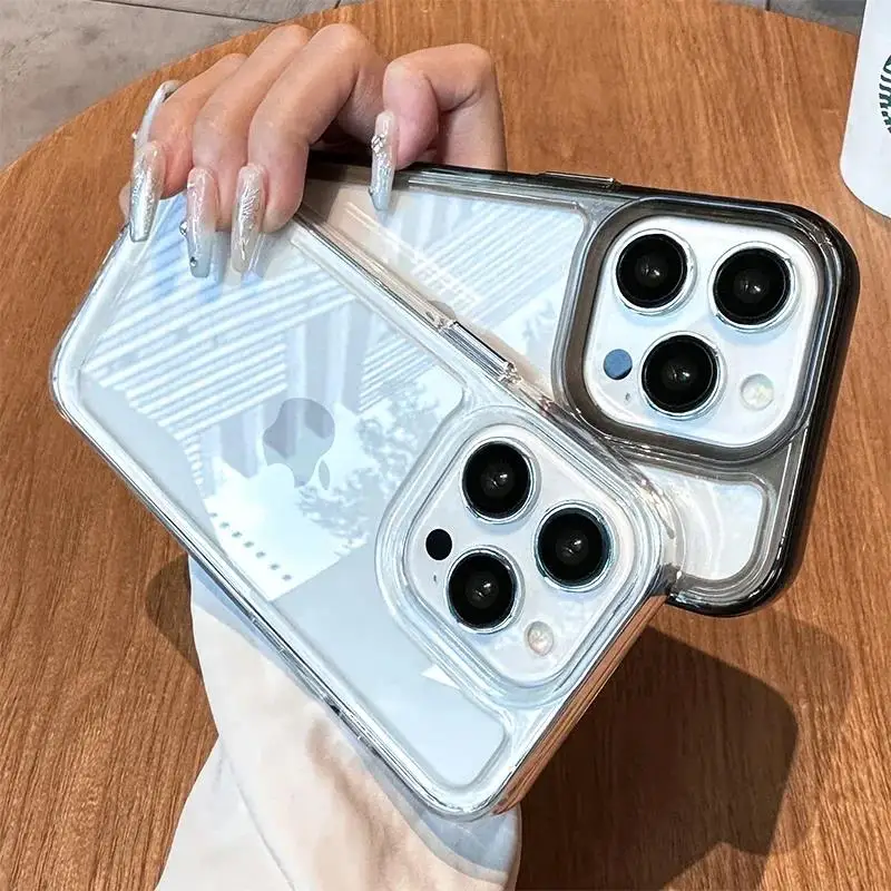Силиконовый прозрачный противоударный чехол для iPhone 13 14 15 12 11 Pro Max 7 8 Plus XR XS X