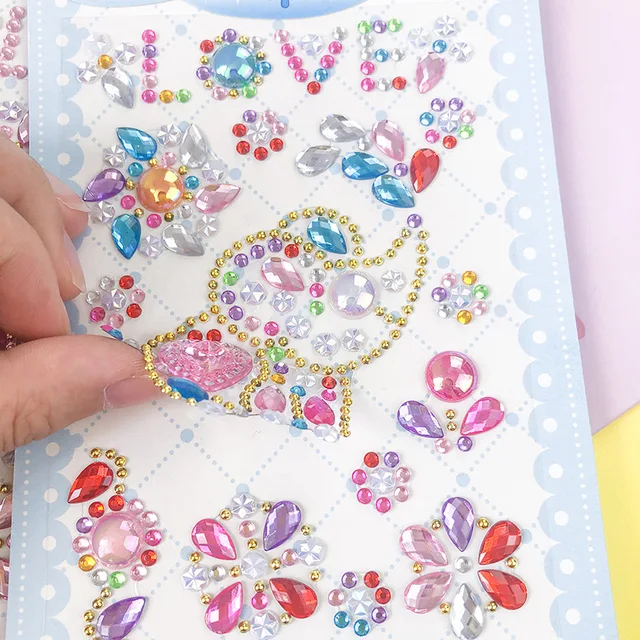 1pc 3D Children Gem Stickers Diamond Sticker Acrylic Crystal Sticker DIY Journaling Decoration Rhinestone for Kids Girls 10*26cm 1