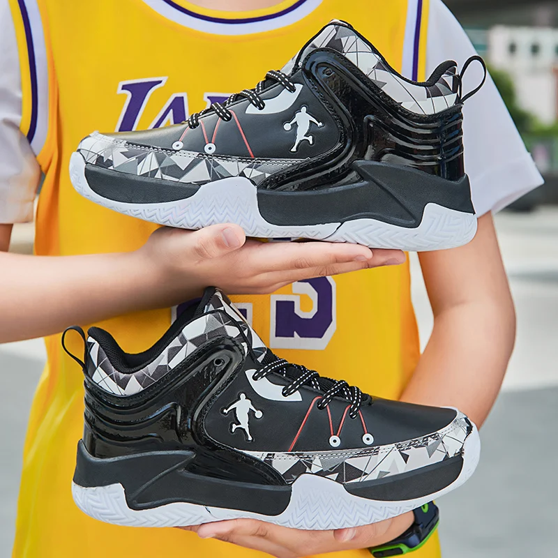 

Новинка 2022, кожаная спортивная обувь для детей, противоскользящие высокие кроссовки, Баскетбольная обувь, спортивная повседневная обувь