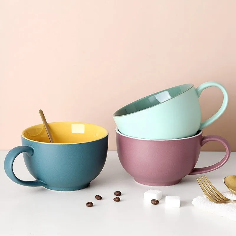 

Creative Large Capacity Porcelain Mug Nordic Breakfast Oat Cup Simple Japanese Ceramic Household Water Cups Milk Mugs Wholesale