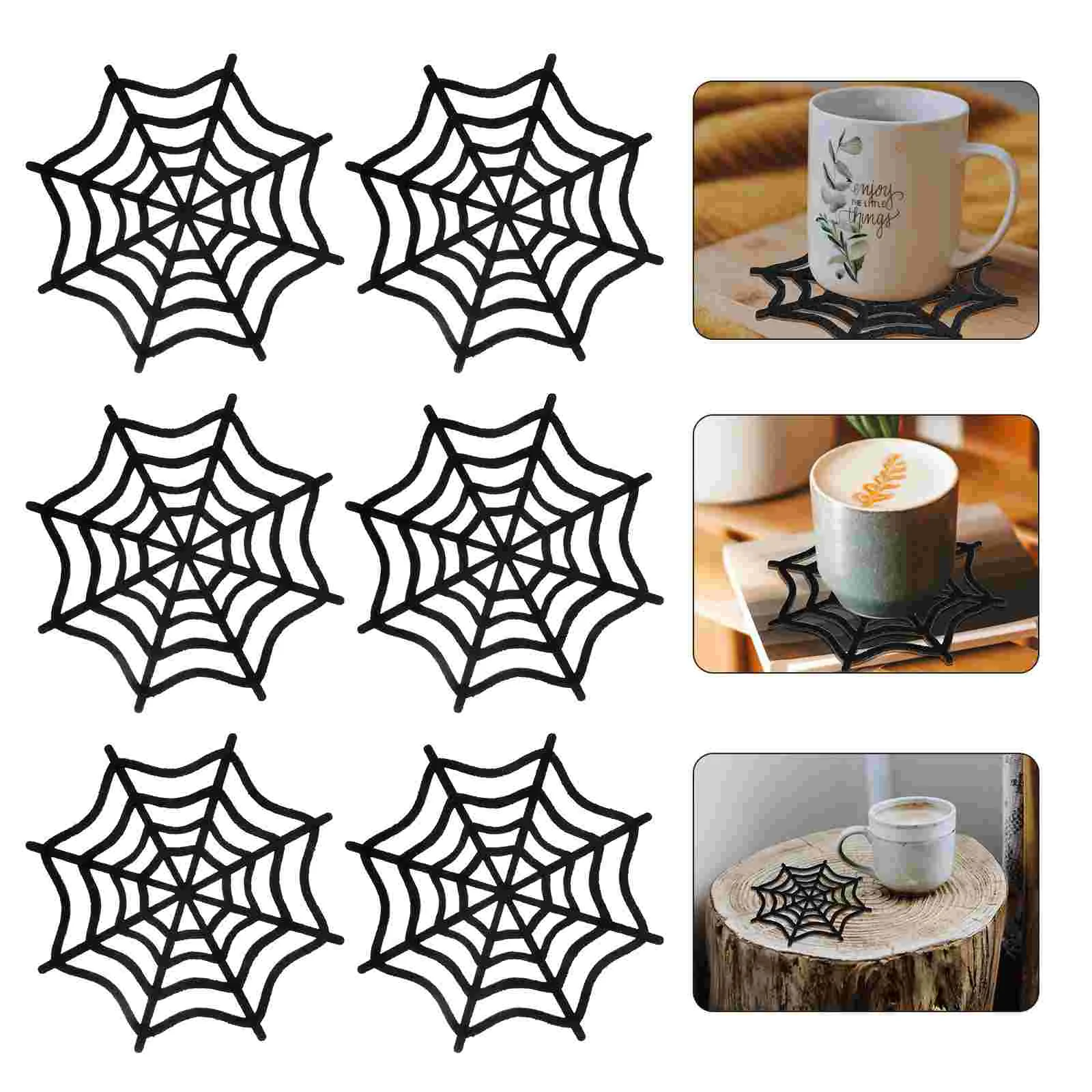 

Coasters Cup Mat Web Spider Mats Table Coaster Hot Placemats Trivet Pot Kitchen Felt Drink Decorative Scary Mug Holders Trivets