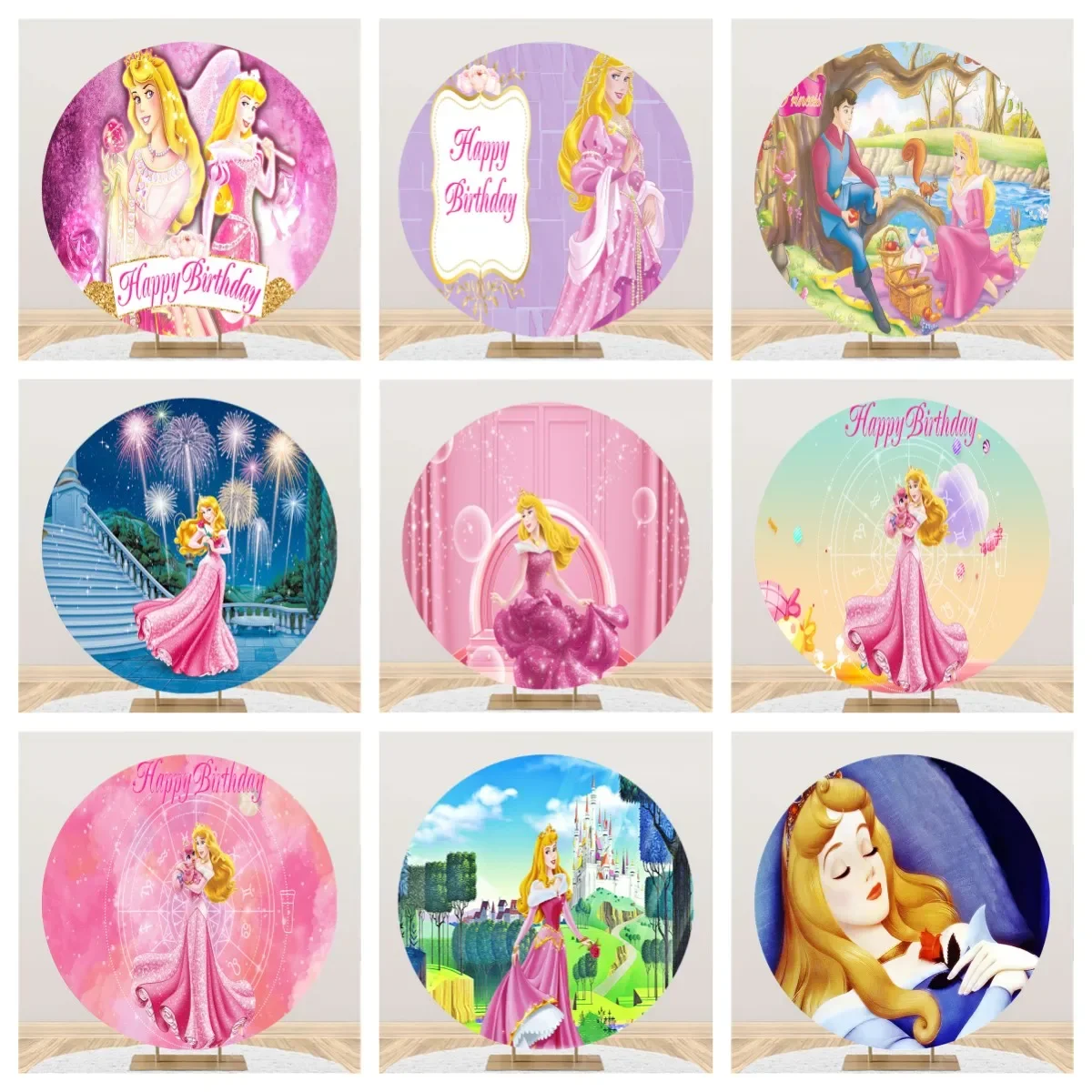 

Студийный фон для фотосъемки с изображением замка Disney Спящей красавицы принцессы Авроры мультфильма круга девушки на день рождения