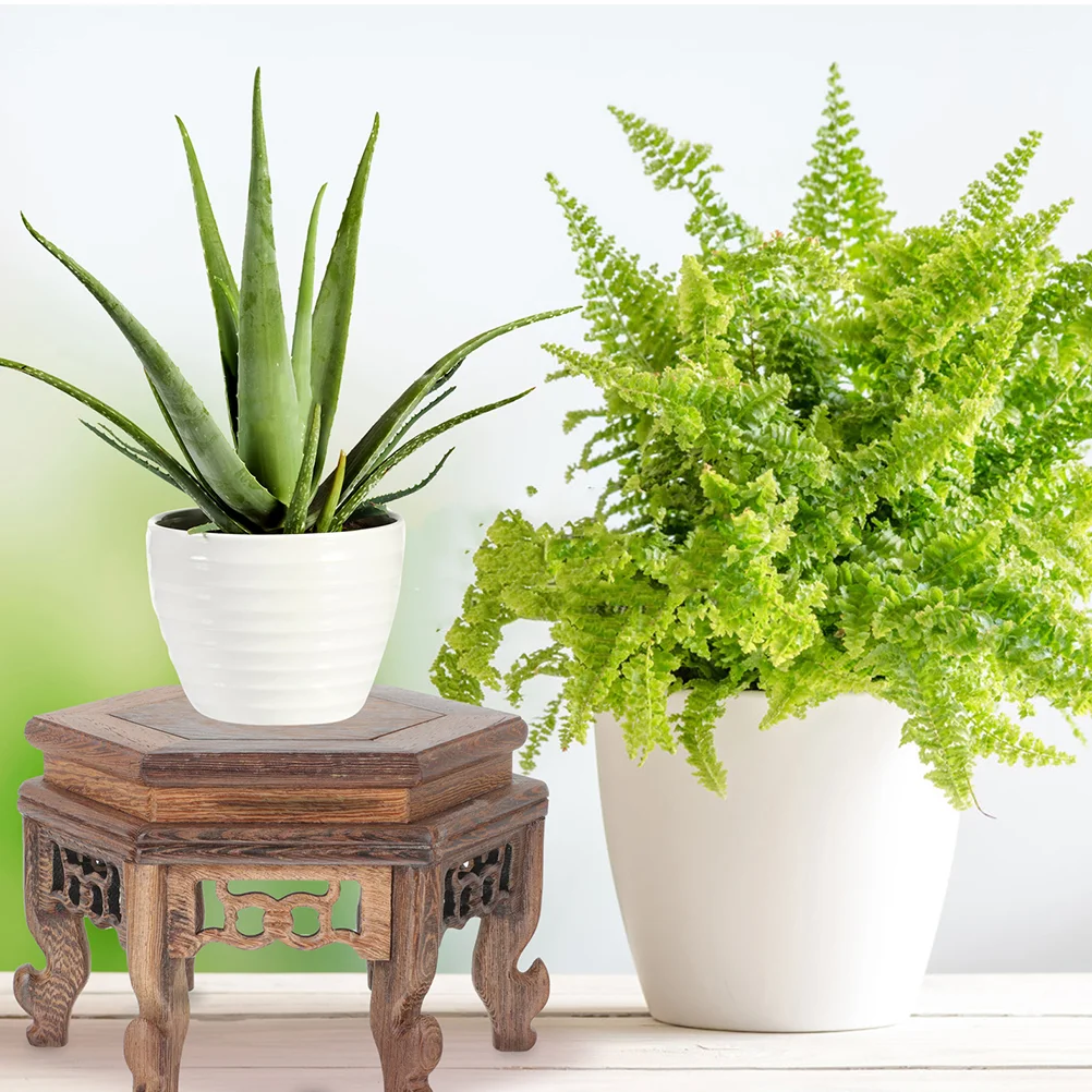 Шестиугольная витрина основание вазы полка каменный держатель для бонсай