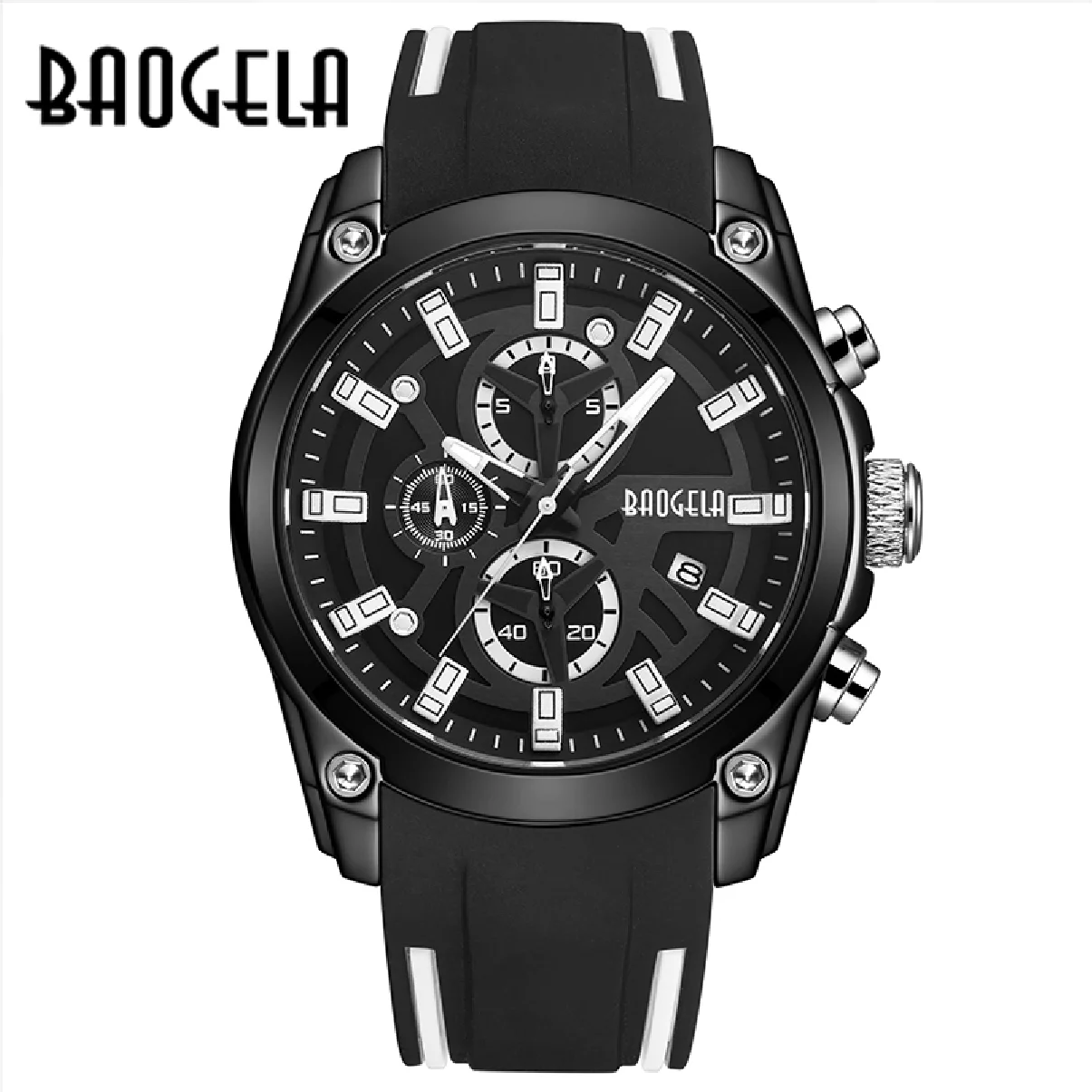 

BAOGELA Men Clock Top Brand Luxury Sports Watches Stainless Steel Waterproof Quartz Chronograph Luminous Hands Male Wristwatch