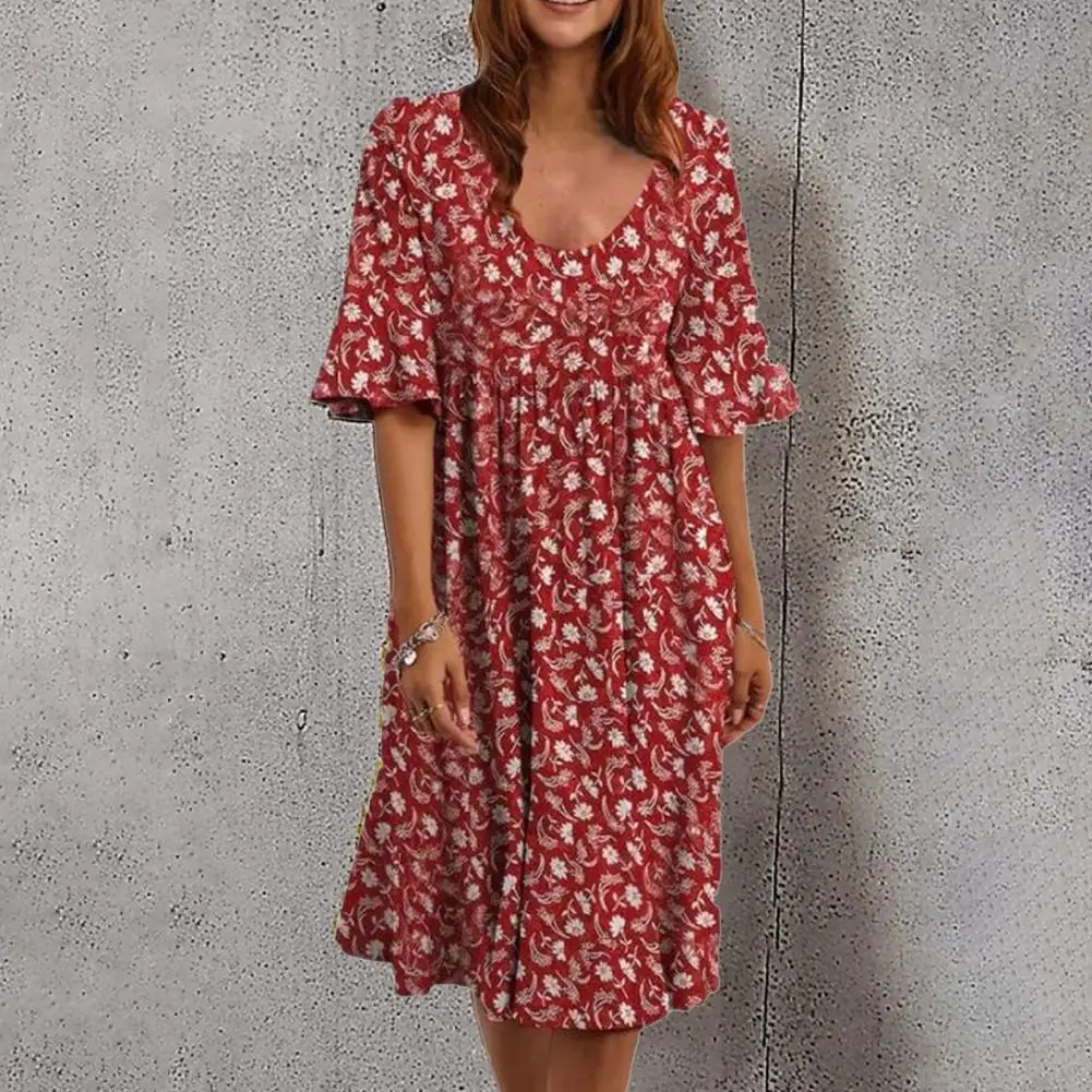 

Женское свободное летнее платье с круглым вырезом и коротким рукавом