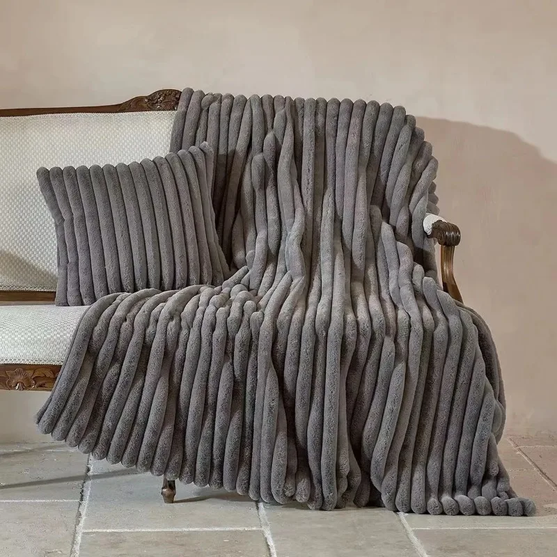 

Jacquard Imitation Fur Quilt for Women, Thickened Blanket, High-end Bedding, Luxury, Warm, Winter, Gift for Beds, Sofa