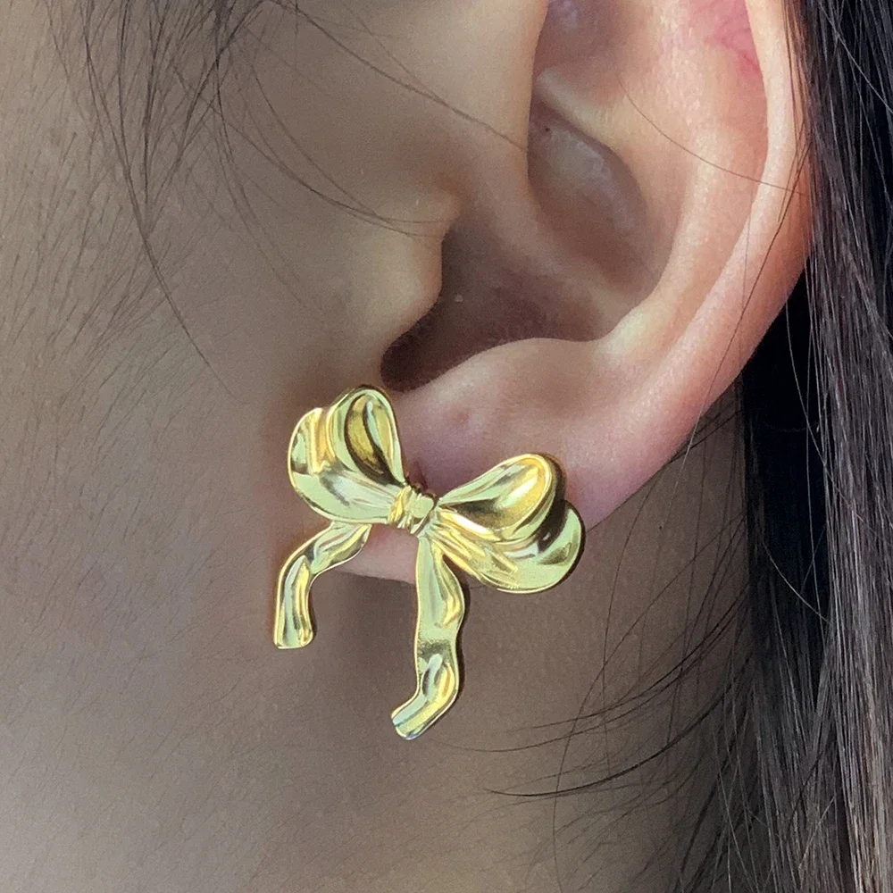 Новинка 2024 роскошные дизайнерские серьги-гвоздики с милым бантом женские для