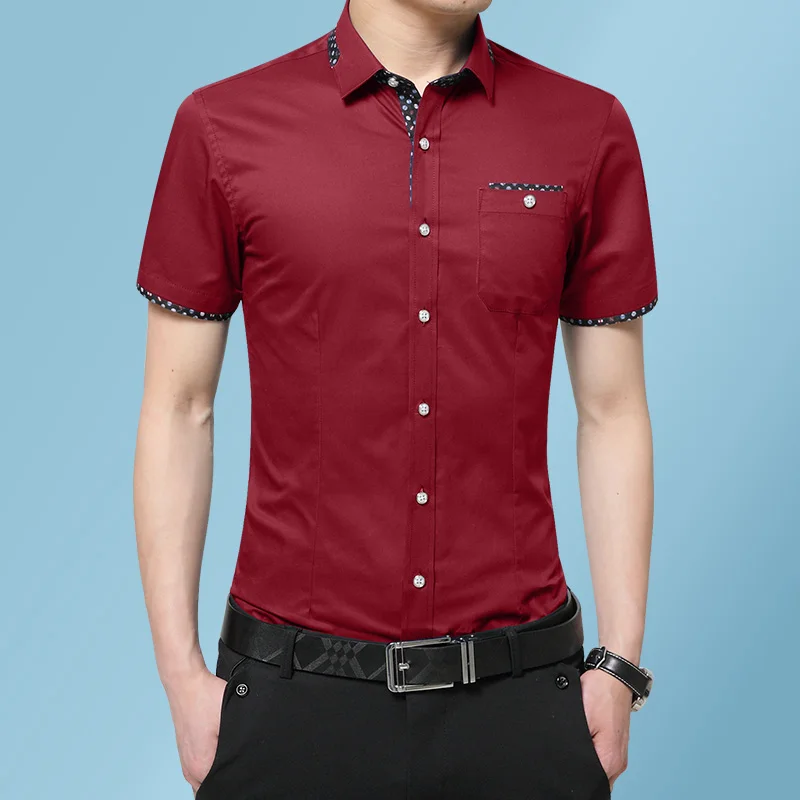 6 Colors Summer Men's Casual Solid Color Short Sleeve Shirt Classic Style Fashion Business Slim White Shirt Male Brand Clothes