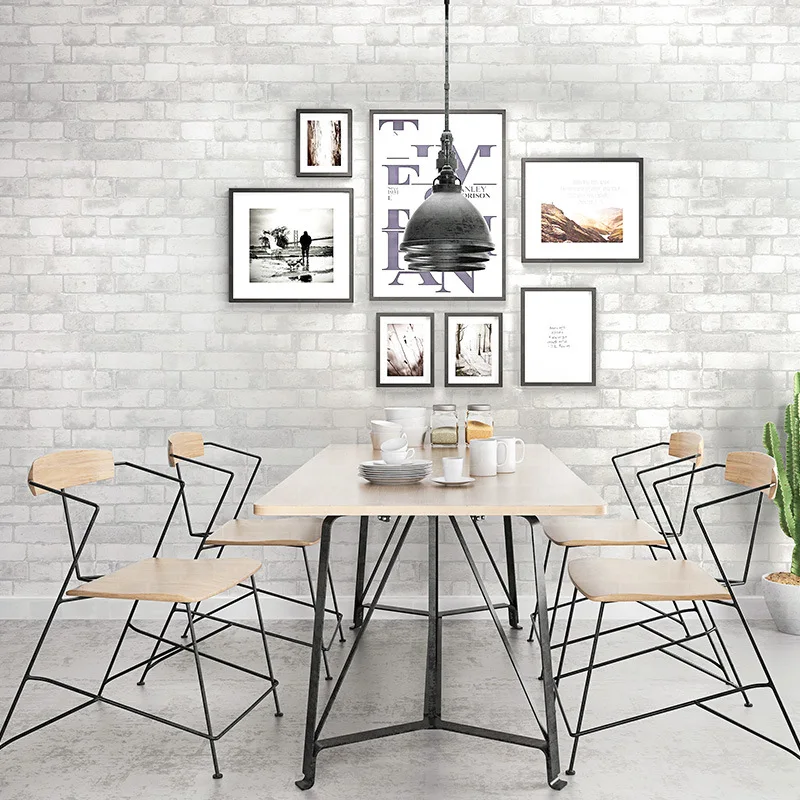 

Biya retro mottled 3d white brick wall paper living room dining room clothing store background wall wallpaper