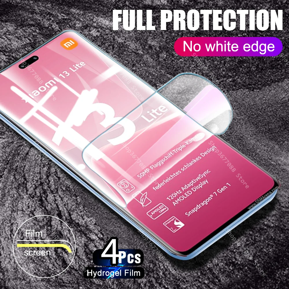 

4pcs For Xiaomi 13 Lite 5G Full Protection Hydrogel Film Not Glass Xiomi Mi 13Lite Mi13Lite Xiaomi13Lite 6.55'' Screen Protector