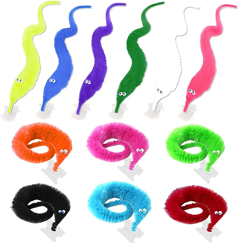 24 шт. Мягкие волшебные черви трюк-игрушки для детей, изгибающиеся и крутящиеся на невидимой нити, подарки на карнавальную вечеринку, реквизит для детей.