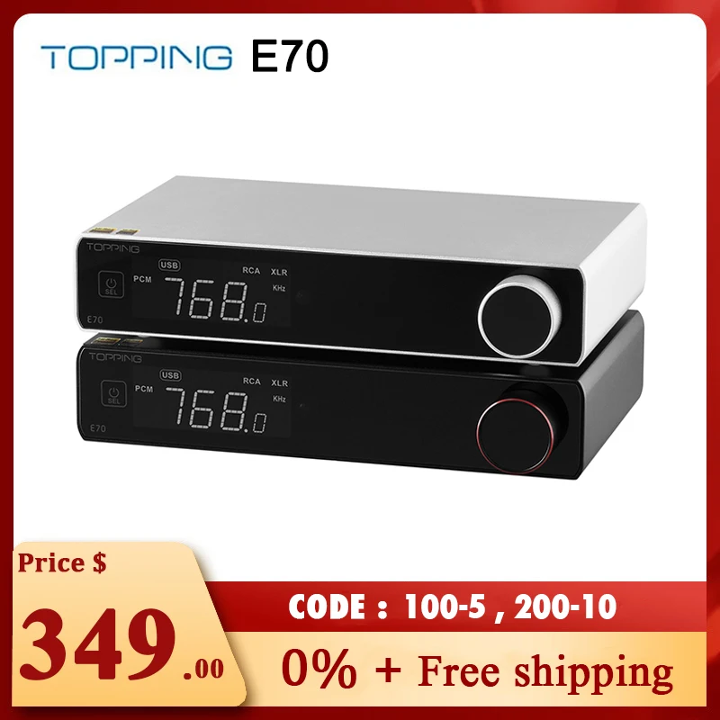 

Декодер TOPPING E70 ES9028Pro Bluetooth 5,1 XU316 Поддержка 32 бит/768 кГц DSD512 RCA XLR выход с дистанционным управлением DAC