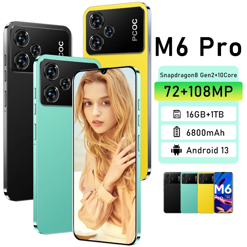 

New 100% Original M6 Pro Smartphone 7.3 Inch Full Screen Cell Phone Face ID 16G+1TB 7800mAh Global Version 4G 5G Mobile Phones