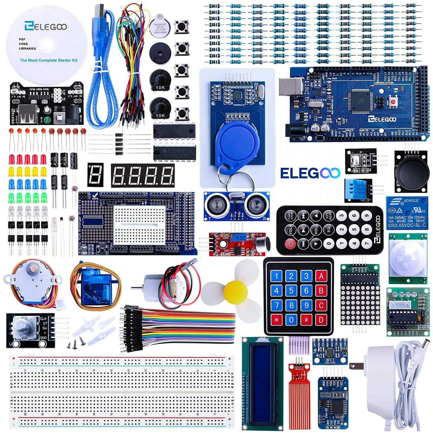 

ELEGOO Arduino Mega R3 Project самый полный набор для начинающих с обучающим руководством, совместимым с Arduino IDE