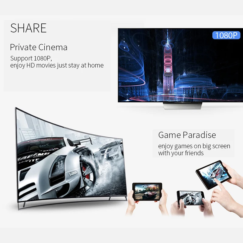 Смарт-ТВ G2 беспроводной Wi-Fi дисплей ТВ-ключ 1080P HDMI-совместим с Google Chromecast 3 2