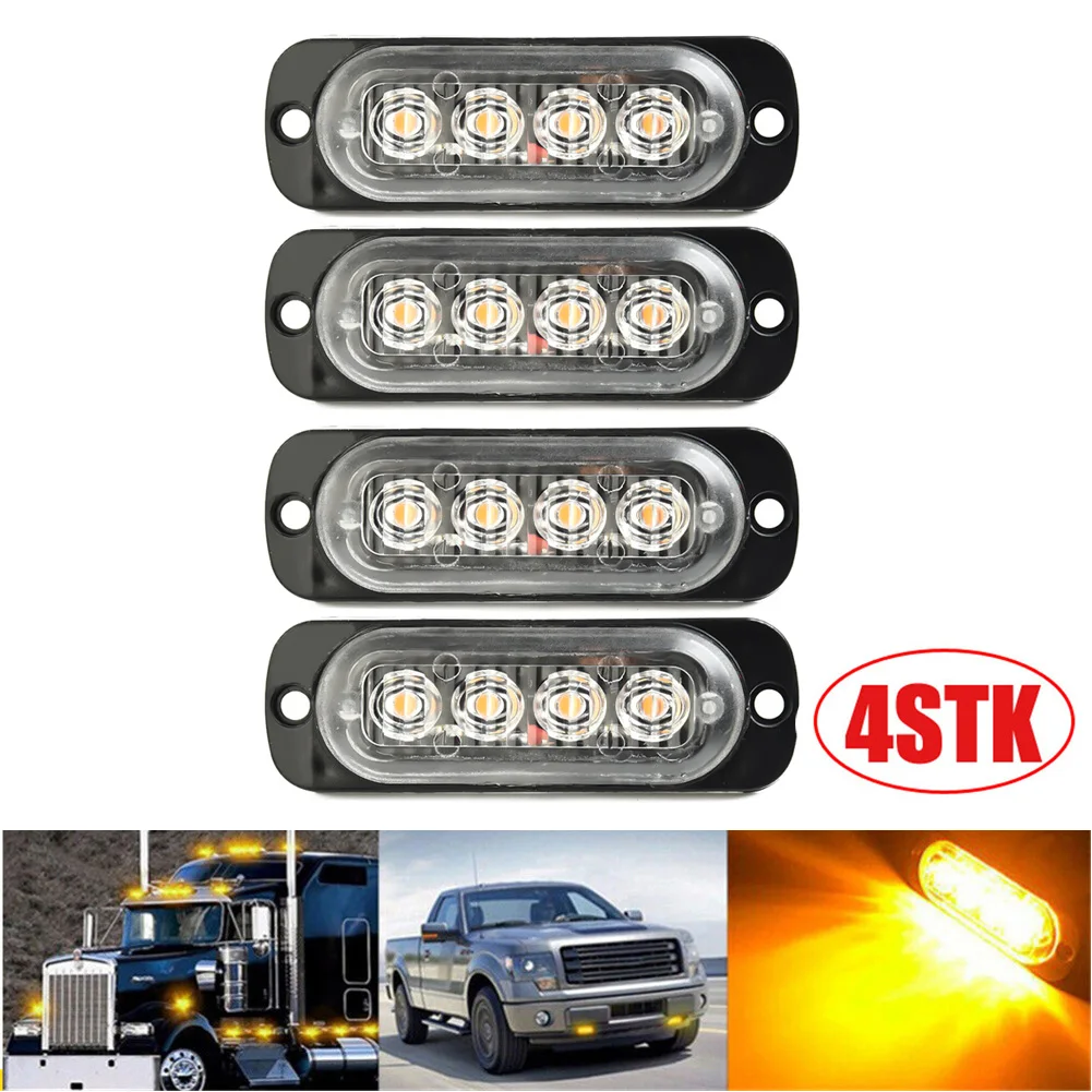 

Plastic LED Strobe Light Truck Waterproof Yellow 12V - 24V DC Motorcycles